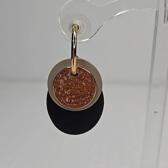 Stella & Dot Color Block Versatile Gold Leather Hoop Interchangeable Earrings - Picture 7 of 10